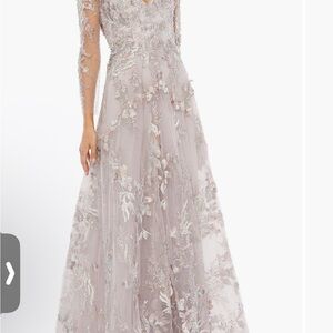 Mac Duggal Elegant Silver Floral Gown